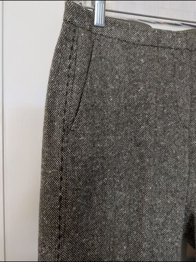 Wool BCBG Tweed-Look Straight Leg Pants in Brown & Tan